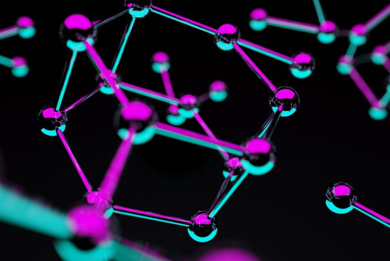 3D illustration. atom connection concept. Abstrack background. Science